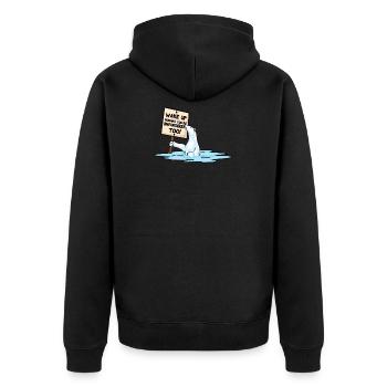 Eisbär und Menschen vom Aussterben bedroht Klima - Unisex Premium Bio Zip Hoodie - Schwarz - Hinten - Nico (187cm)