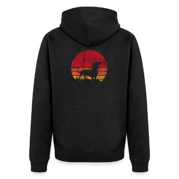 Teckel rétro silhouette vintage - Veste à capuche bio Premium Unisexe - noir - Dos - Nico (187cm)