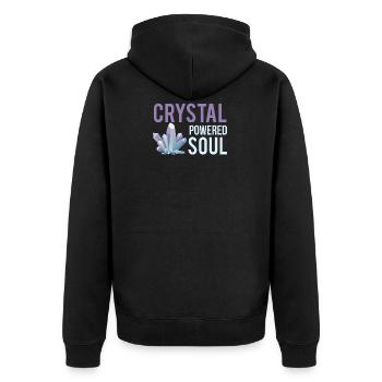 Cooles Kristall angetriebenes Seelen-Kristallliebhabergeschenk - Unisex Premium Bio Zip Hoodie - Schwarz - Hinten - Nico (187cm)