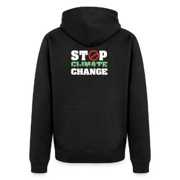 Arrêtez le changement climatique - Veste à capuche bio Premium Unisexe - noir - Dos - Nico (187cm)