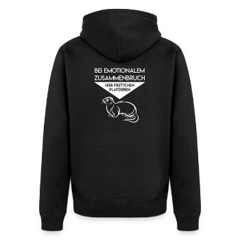Frettchen - Unisex Premium Bio Zip Hoodie - Schwarz - Hinten - Nico (187cm)