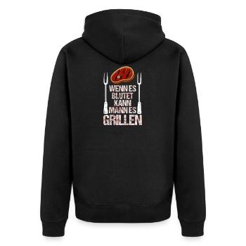 Grillen BBQ - Unisex Premium Bio Zip Hoodie - Schwarz - Hinten - Nico (187cm)