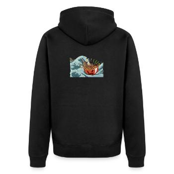 Ramen wave Kanagawa - Unisex Premium Organic Zip Hoodie - black - Back - Nico (187cm)