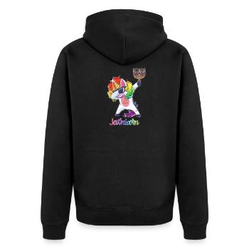 Jewnicorn - juif tamponnant licorne Hanoukka - Veste à capuche bio Premium Unisexe - noir - Dos - Nico (187cm)