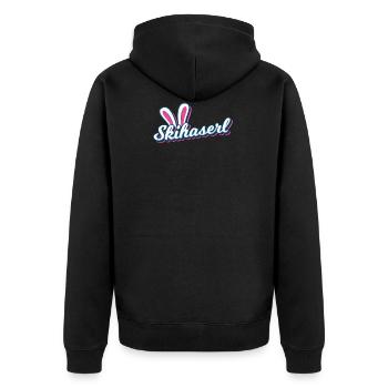 Skihaserl Ski Haserl Skihase Geschenk Apres Ski - Unisex Premium Bio Zip Hoodie - Schwarz - Hinten - Nico (187cm)