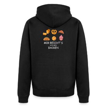 Mir reichts ich geh backen - Bäcker - Unisex Premium Bio Zip Hoodie - Schwarz - Hinten - Nico (187cm)