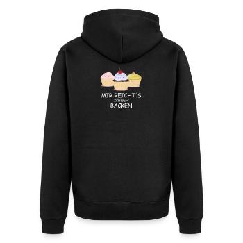 Mir reichts ich geh backen - Bäcker - Unisex Premium Bio Zip Hoodie - Schwarz - Hinten - Nico (187cm)