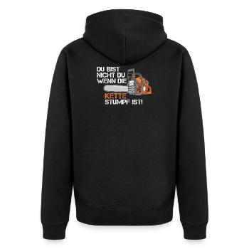 Forstwirt Förster Holzfäller Schreiner Kette - Unisex Premium Bio Zip Hoodie - Schwarz - Hinten - Nico (187cm)