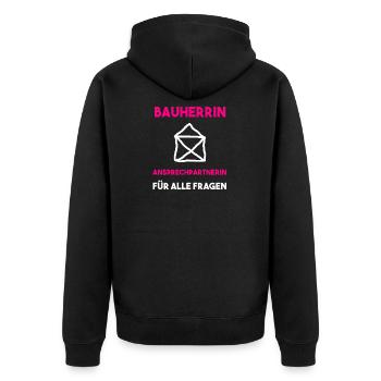 Bauherrinnen & Bauherr Richtfest - Unisex Premium Bio Zip Hoodie - Schwarz - Hinten - Nico (187cm)