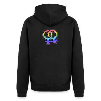 LGBT Flagge Lesbenstolz - Unisex Premium Bio Zip Hoodie - Schwarz - Hinten - Nico (187cm)