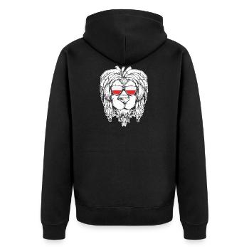 Rasta Biker Patriot Löwe Polen Geschenk Geburtstag - Unisex Premium Bio Zip Hoodie - Schwarz - Hinten - Nico (187cm)