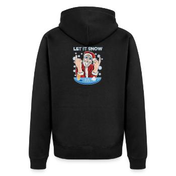 Let it snow Kokain Ugly Christmas Sweater - Unisex Premium Bio Zip Hoodie - Schwarz - Hinten - Nico (187cm)