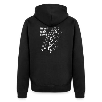 Never Walk alone Fuß Hund Pferd - Unisex Premium Bio Zip Hoodie - Schwarz - Hinten - Nico (187cm)
