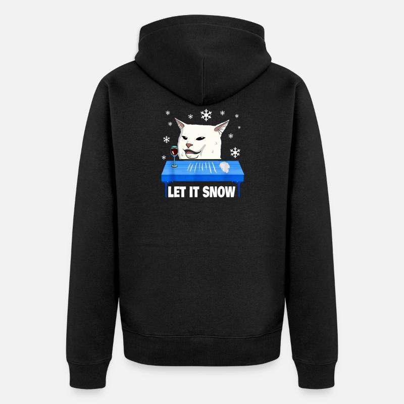 Laisse la neige pull de Noël laid de chat - Veste à capuche bio Premium Unisexe - noir