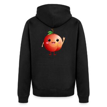 Funny Fruit Dance Peach Dancing Fruit Lover - Unisex Premium Bio Zip Hoodie - Schwarz - Hinten - Nico (187cm)