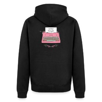 Vintage Typewriter Cartoon Art Gift - Unisex Premium Bio Zip Hoodie - Schwarz - Hinten - Nico (187cm)