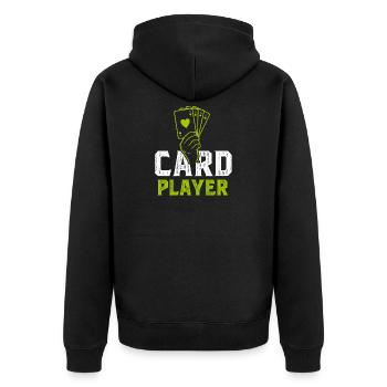 Kartenspiel - Unisex Premium Bio Zip Hoodie - Schwarz - Hinten - Nico (187cm)