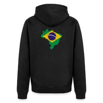 Brazil Flag print distressed vintage - Unisex Premium Organic Zip Hoodie - black - Back - Nico (187cm)