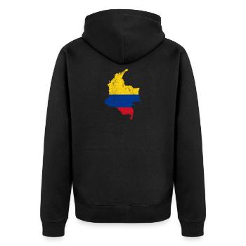 Kolumbien-Flaggendesign beunruhigte Weinlese - Unisex Premium Bio Zip Hoodie - Schwarz - Hinten - Nico (187cm)