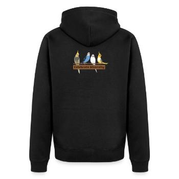 Geschenk für Wellensittichliebhaber | Lustig feiern - Unisex Premium Bio Zip Hoodie - Schwarz - Hinten - Nico (187cm)