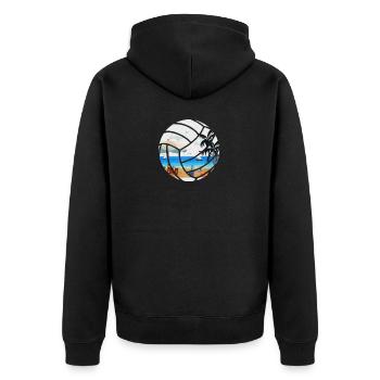 Beach Volleyball Sport Team Spiel Coolgeschenk - Unisex Premium Bio Zip Hoodie - Schwarz - Hinten - Nico (187cm)