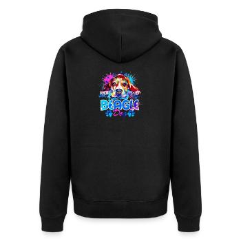 Beagle-Hund bunt - Unisex Premium Bio Zip Hoodie - Schwarz - Hinten - Nico (187cm)
