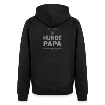 Hundepapa - Unisex Premium Bio Zip Hoodie - Schwarz - Hinten - Nico (187cm)