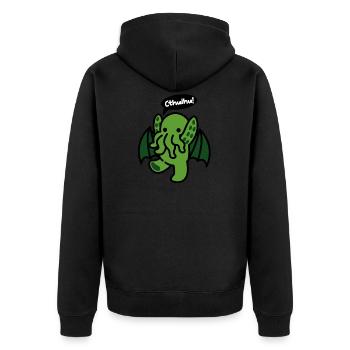 Kleiner Cthulhu - Unisex Premium Bio Zip Hoodie - Schwarz - Hinten - Nico (187cm)