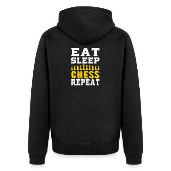 Eat sleep chess repeat - Unisex Premium Organic Zip Hoodie - black - Back - Nico (187cm)