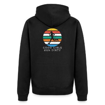 Good Girls Run Dirty Retro Vintage - Unisex Premium Organic Zip Hoodie - black - Back - Nico (187cm)