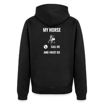 Pferd - Unisex Premium Bio Zip Hoodie - Schwarz - Hinten - Nico (187cm)