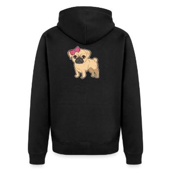 Pug girl bow pet dog cute gift - Unisex Premium Organic Zip Hoodie - black - Back - Nico (187cm)