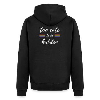 Too cute to be hidden Rainbow Gay Pride LGBTQ - Unisex Premium Organic Zip Hoodie - black - Back - Nico (187cm)