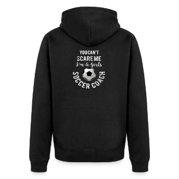 Top Fun Girls Soccer Coach Cant Scare Gift Design - Unisex Premium Organic Zip Hoodie - black - Back - Nico (187cm)