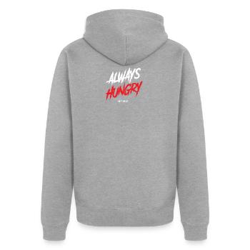 La vie et les affaires des entrepreneurs toujours affamés - Veste à capuche bio Premium Unisexe - gris chiné - Dos - Nico (187cm)