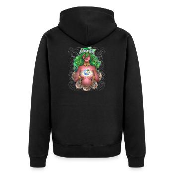 Naturgöttin in Ketten - Unisex Premium Bio Zip Hoodie - Schwarz - Hinten - Nico (187cm)