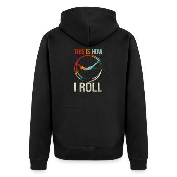 Rhönrad Turnen Rhönrad Fahren Sport Geschenk Idee - Unisex Premium Bio Zip Hoodie - Schwarz - Hinten - Nico (187cm)