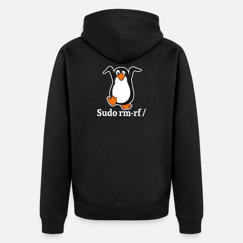 Tux Linux Pingouin Sudo Rm Rf | Computerfreak Hack - Veste à capuche bio Premium Unisexe - noir