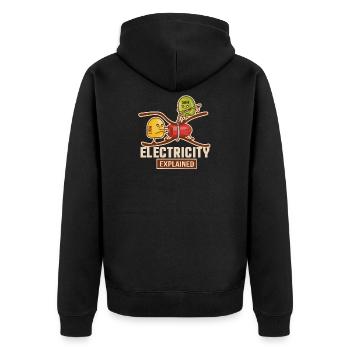 Electricity Explained Physik | Funny Lehrer Nerd - Unisex Premium Bio Zip Hoodie - Schwarz - Hinten - Nico (187cm)