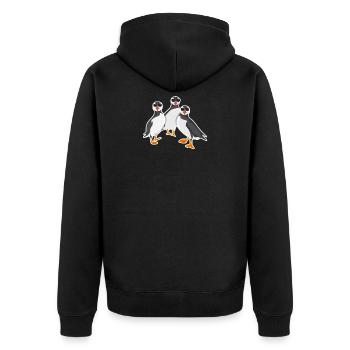 Puffin puffins puffin Island holiday - Unisex Premium Organic Zip Hoodie - black - Back - Nico (187cm)