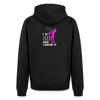 Je suis Saxy et je le sais Saxophoniste Saxophon Damen - Veste à capuche bio Premium Unisexe - noir - Dos - Nico (187cm)