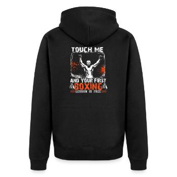 Touch Me And First Boxing Lesson Shirt - Unisex Premium Organic Zip Hoodie - black - Back - Nico (187cm)