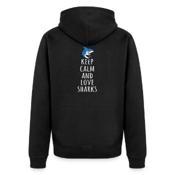 Keep Calm And Love Sharks - Veste à capuche bio Premium Unisexe - noir - Dos - Nico (187cm)