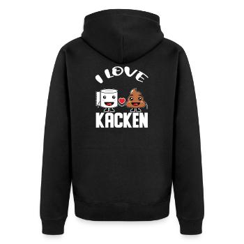 I Love Kacken Ich Liebe Kacken Geschenk - Unisex Premium Bio Zip Hoodie - Schwarz - Hinten - Nico (187cm)