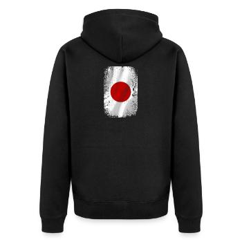 Japan Japanische Flagge Geschenk Reise - Unisex Premium Bio Zip Hoodie - Schwarz - Hinten - Nico (187cm)