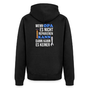 Opa Bester Opa Handwerker Geschenk - Unisex Premium Bio Zip Hoodie - Schwarz - Hinten - Nico (187cm)