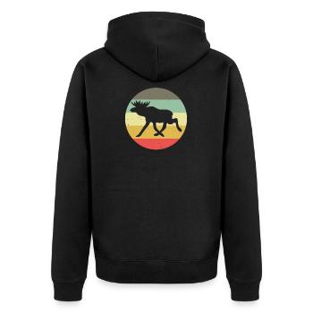 Cadeau vintage retro moose pour les vacances en Suède - Veste à capuche bio Premium Unisexe - noir - Dos - Nico (187cm)