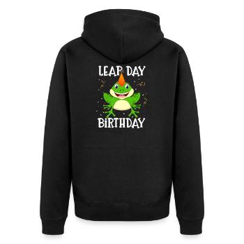 Schalttag Geburtstag geboren 29. Februar Lustiger Frosch - Unisex Premium Bio Zip Hoodie - Schwarz - Hinten - Nico (187cm)