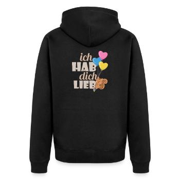 Ich Hab Dich Lieb Eichhörnchen - Unisex Premium Bio Zip Hoodie - Schwarz - Hinten - Nico (187cm)