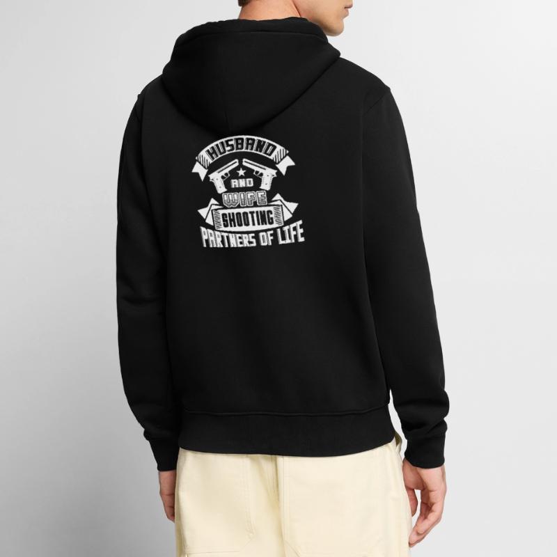 Schießen Ehemann und Ehefrau Shooting Partner Unisex Premium Bio Zip Hoodie